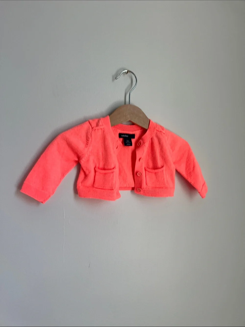 GAP | Baby Neon Coral Knit Cardigan Jacket Size 0-3 Months